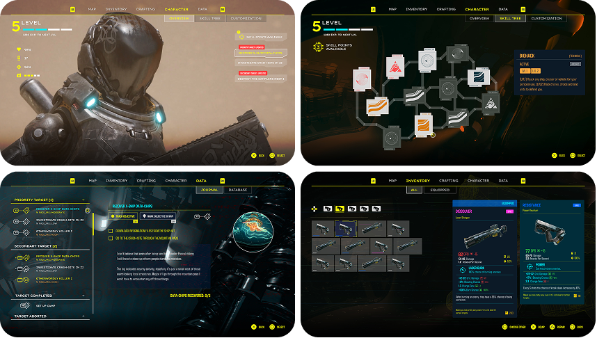 UX/UI project 1 - Game interface screens